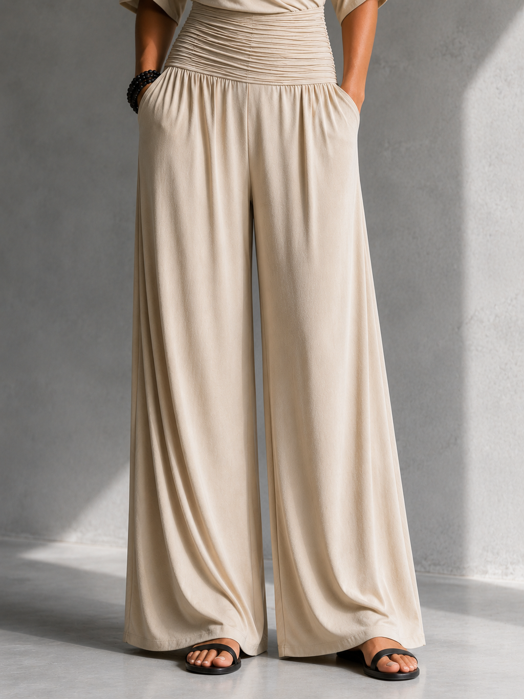 Rosa - Combinazione elegante con effetto portafoglio e gambe larghe
