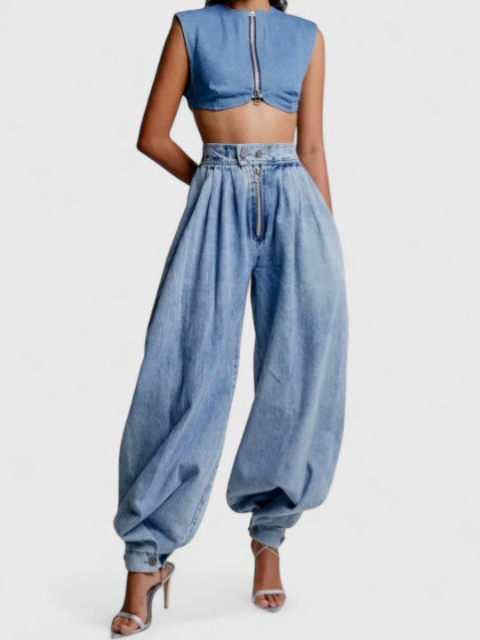 Mariella - Jeans Ampi a Vita Alta