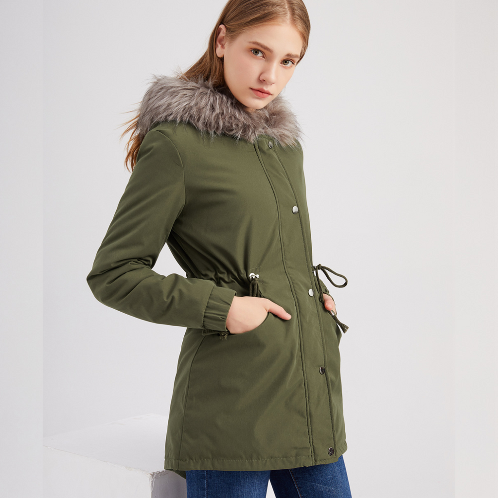 Evelina - Parka Invernale con Dettagli in Velluto