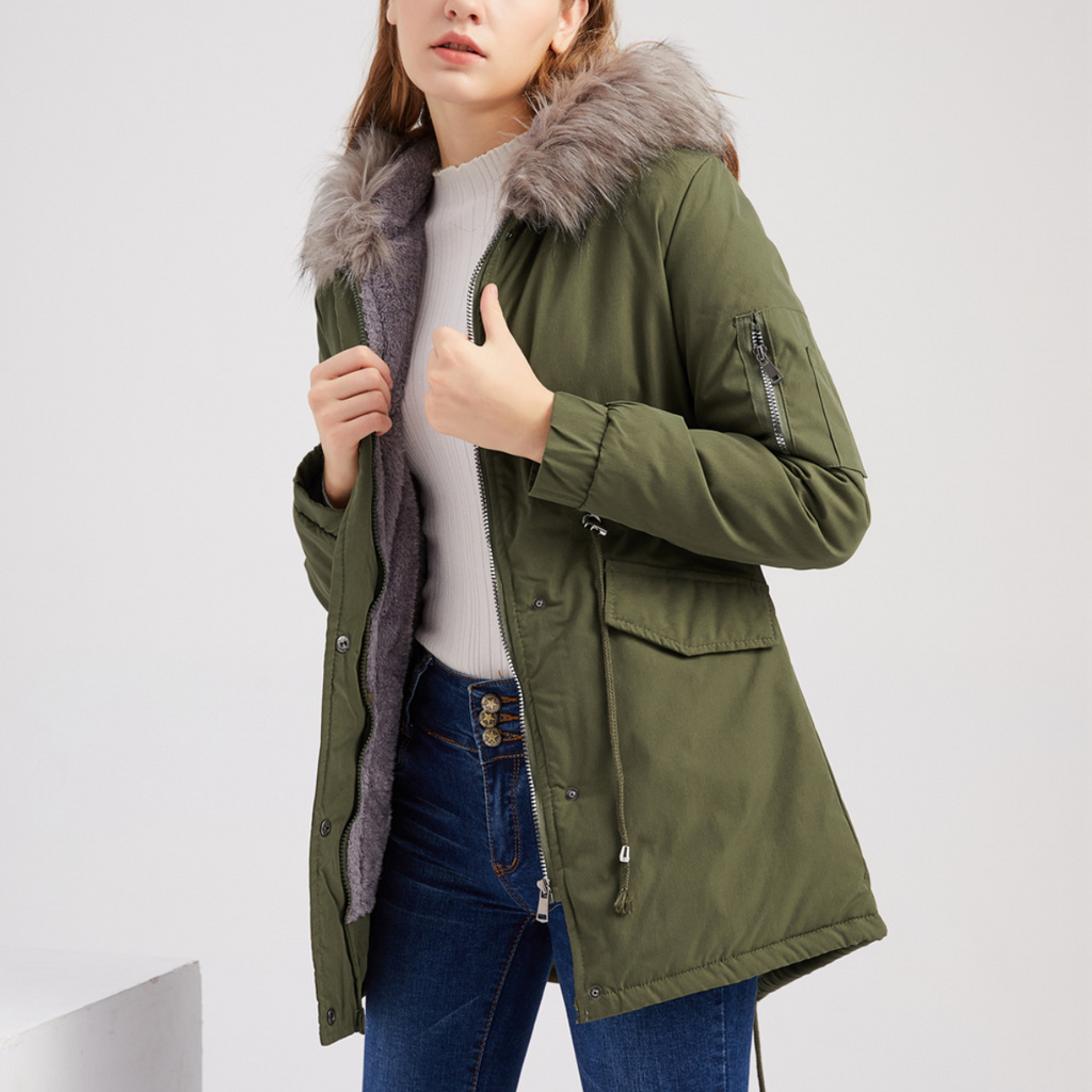 Evelina - Parka Invernale con Dettagli in Velluto