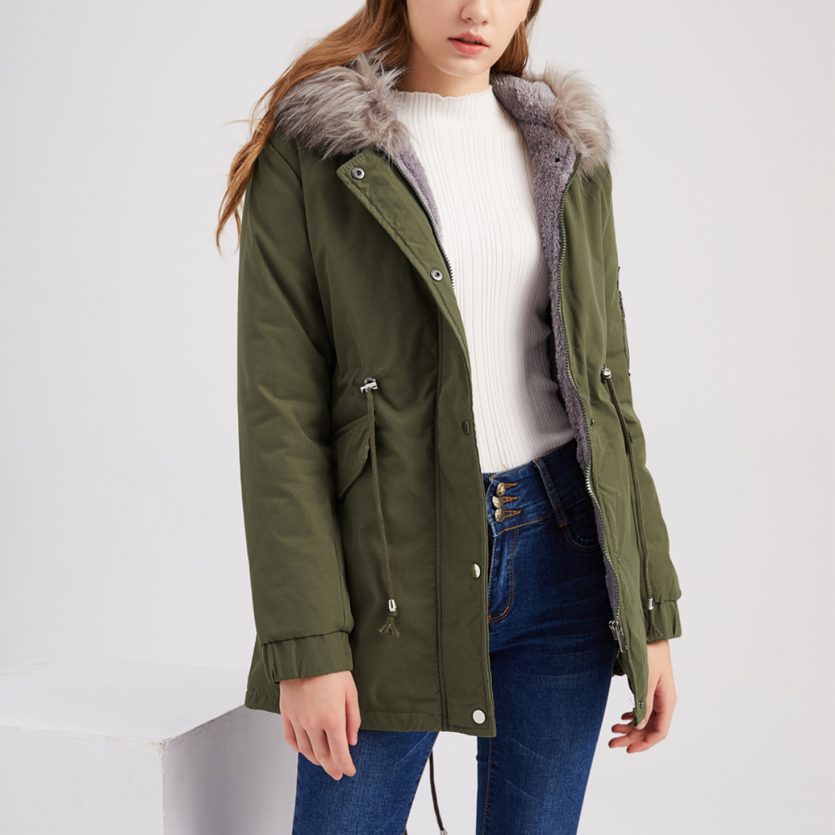 Evelina - Parka Invernale con Dettagli in Velluto
