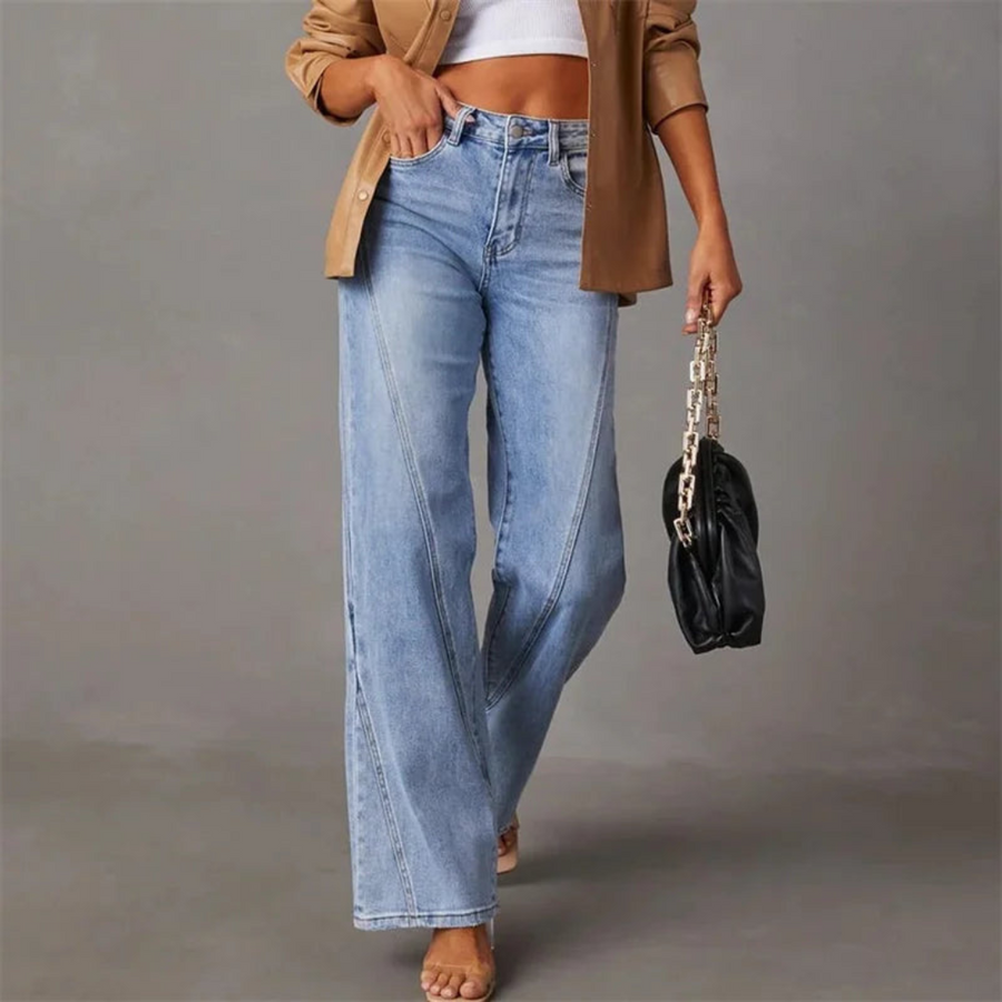 Bianca -  Jeans a Gamba Larga a Vita Alta