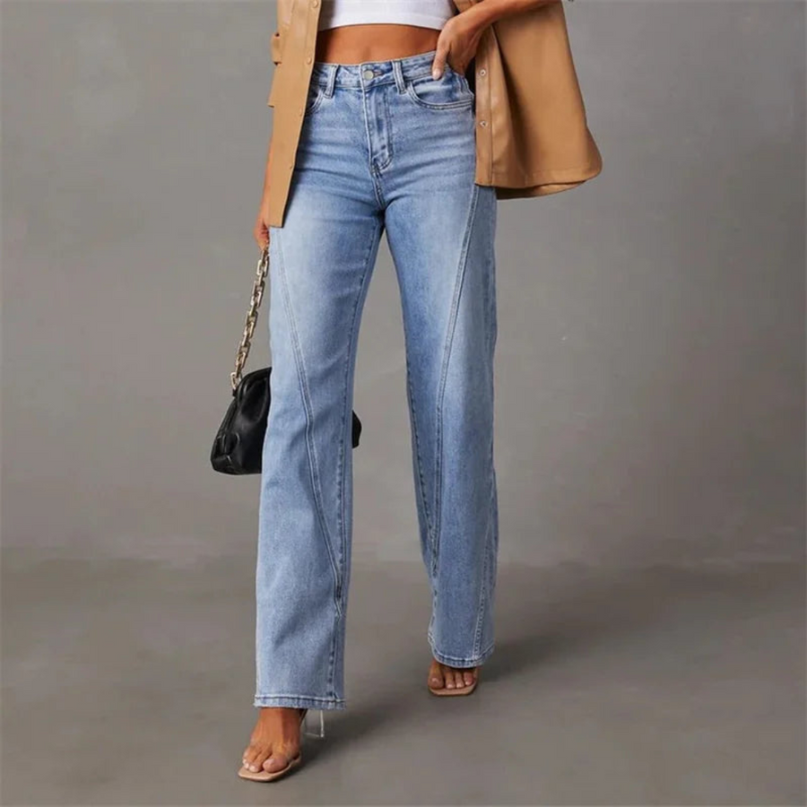 Bianca -  Jeans a Gamba Larga a Vita Alta