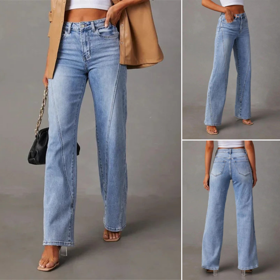 Bianca -  Jeans a Gamba Larga a Vita Alta
