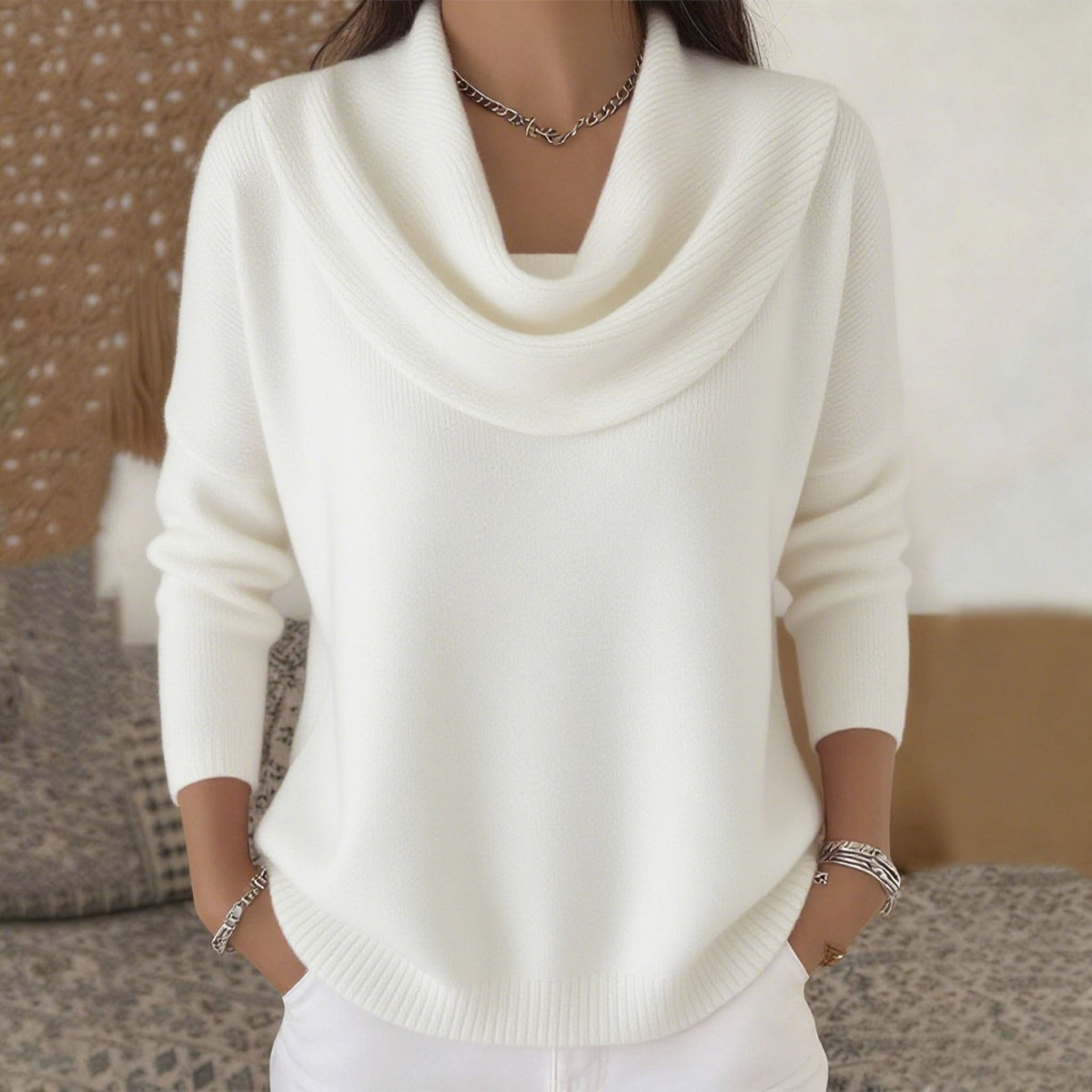 Evandria - Maglione con Collo Drappeggiato