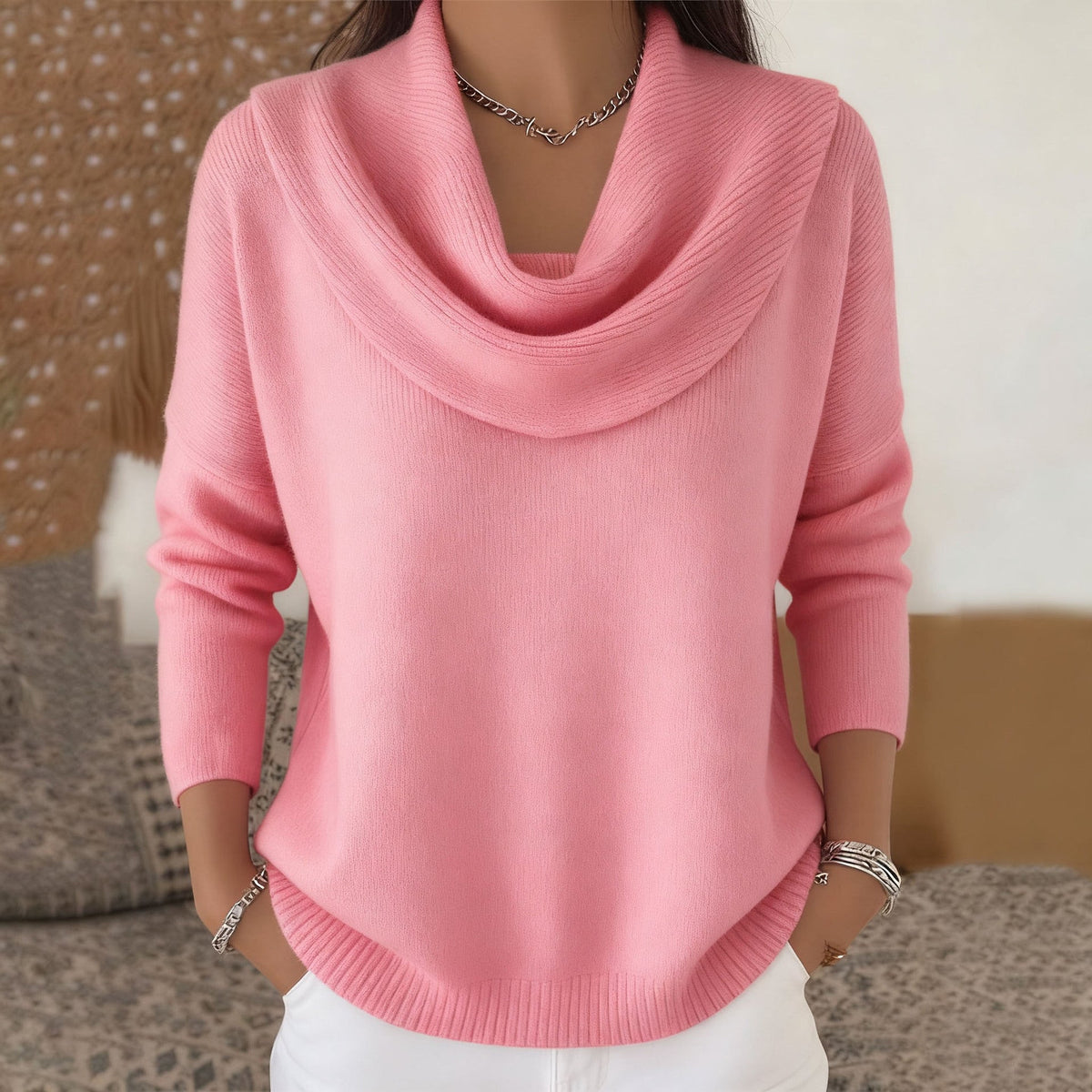 Evandria - Maglione con Collo Drappeggiato