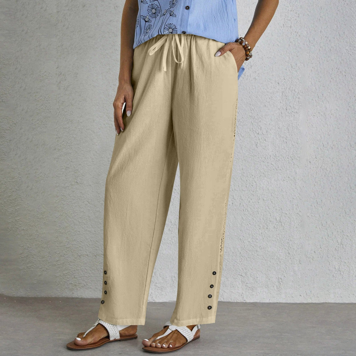 Delsina - Pantaloni Relax con Dettagli Gioiello