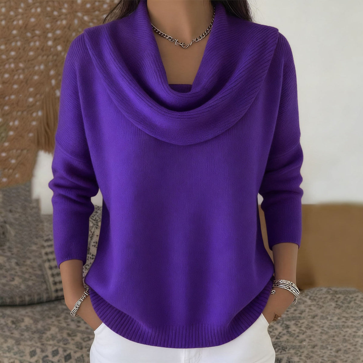 Evandria - Maglione con Collo Drappeggiato
