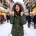 Evelina - Parka Invernale con Dettagli in Velluto
