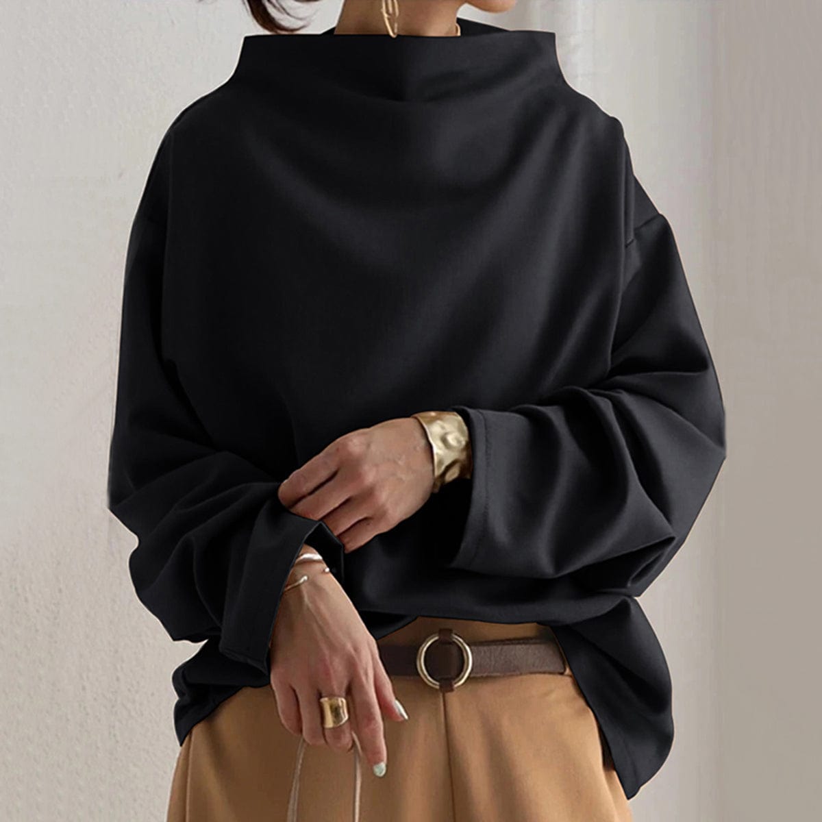 Serelith - Top in Maglia con Collo Alto