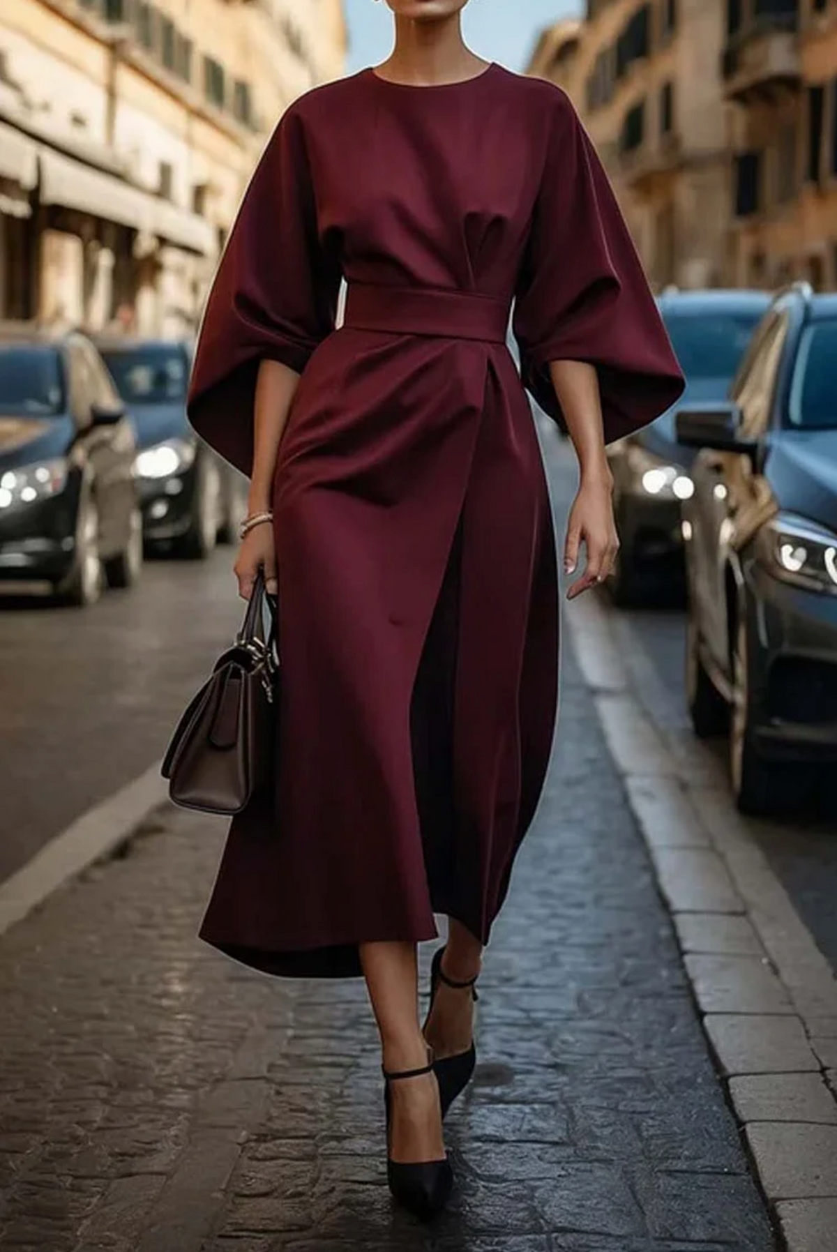 Lioravia - Abito Elegante con Maniche a Lanterna