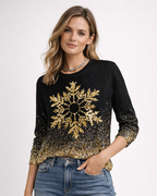 Natalisse - Maglione Festivo con Fiocchi Dorati