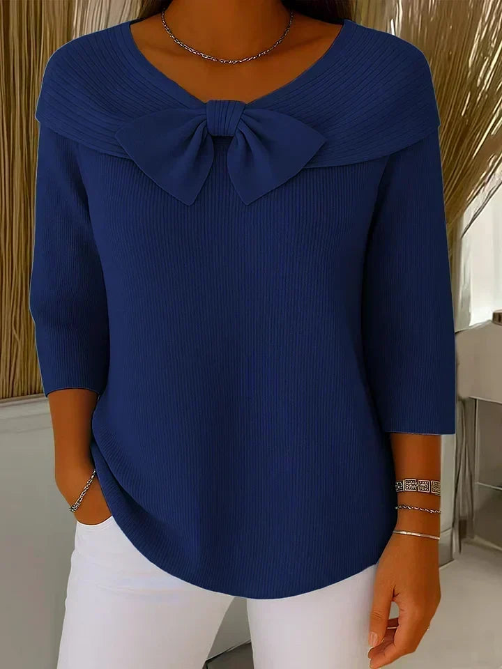 Valessa - Maglione con Fiocco e Collo Rotondo