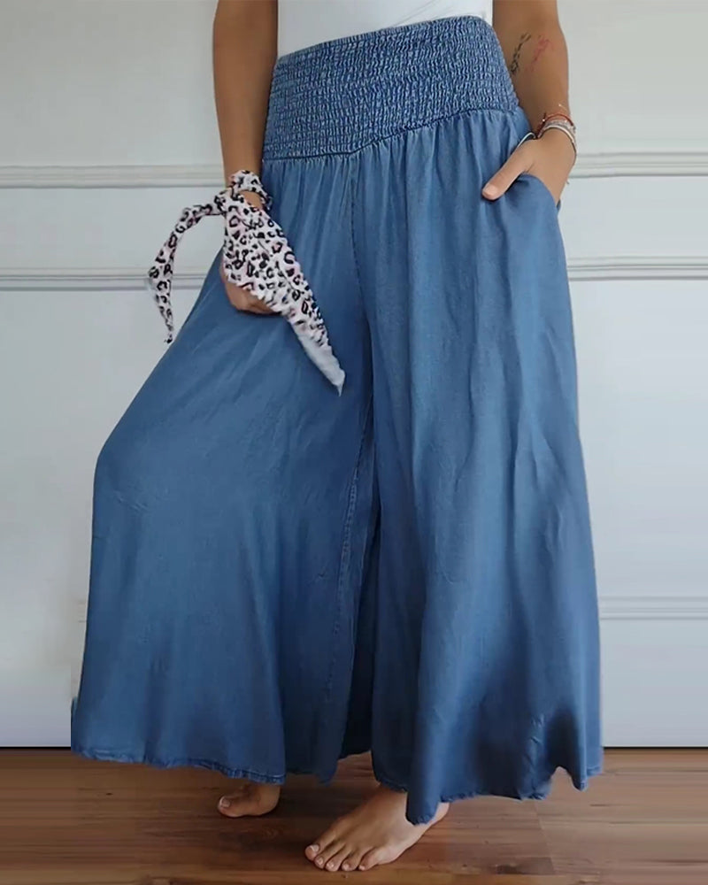 Malveria - Pantaloni Palazzo con Vita Elasticizzata