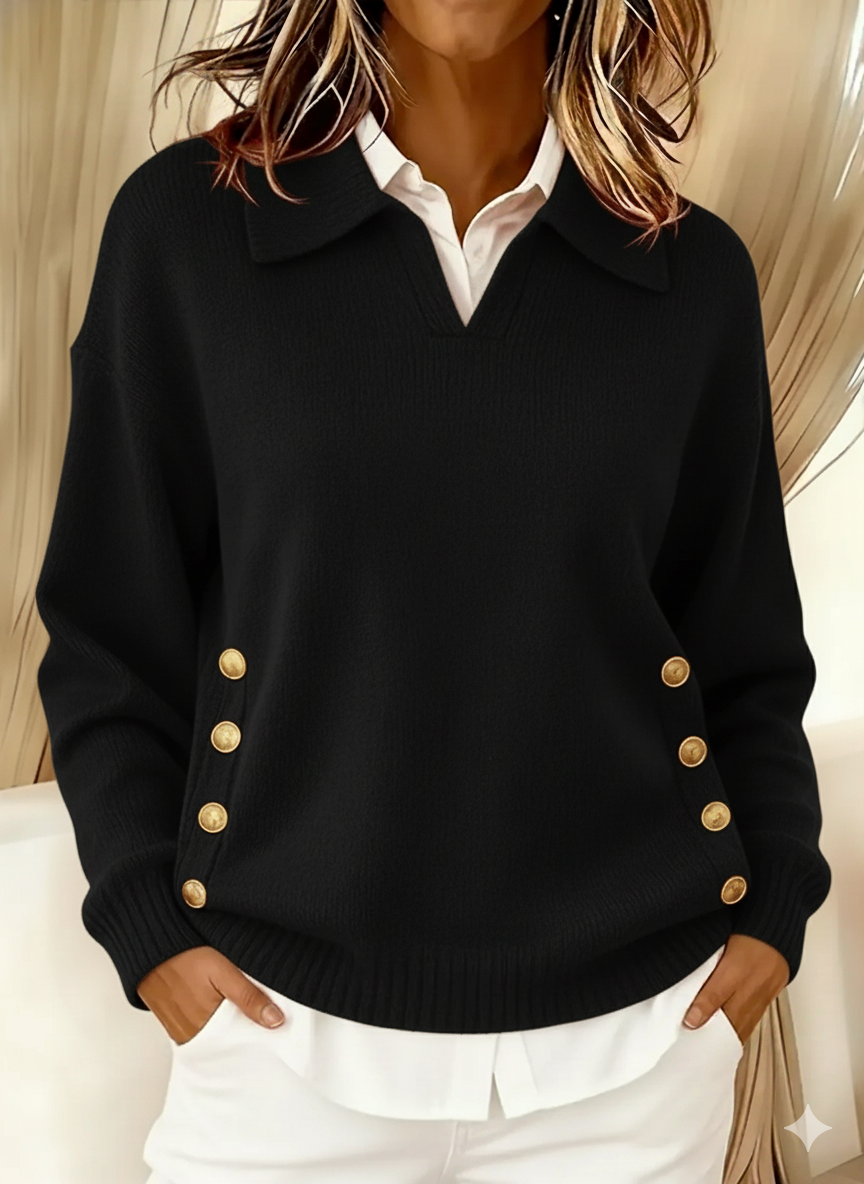 Nerelia - Maglione con Collo Polo e Bottoni
