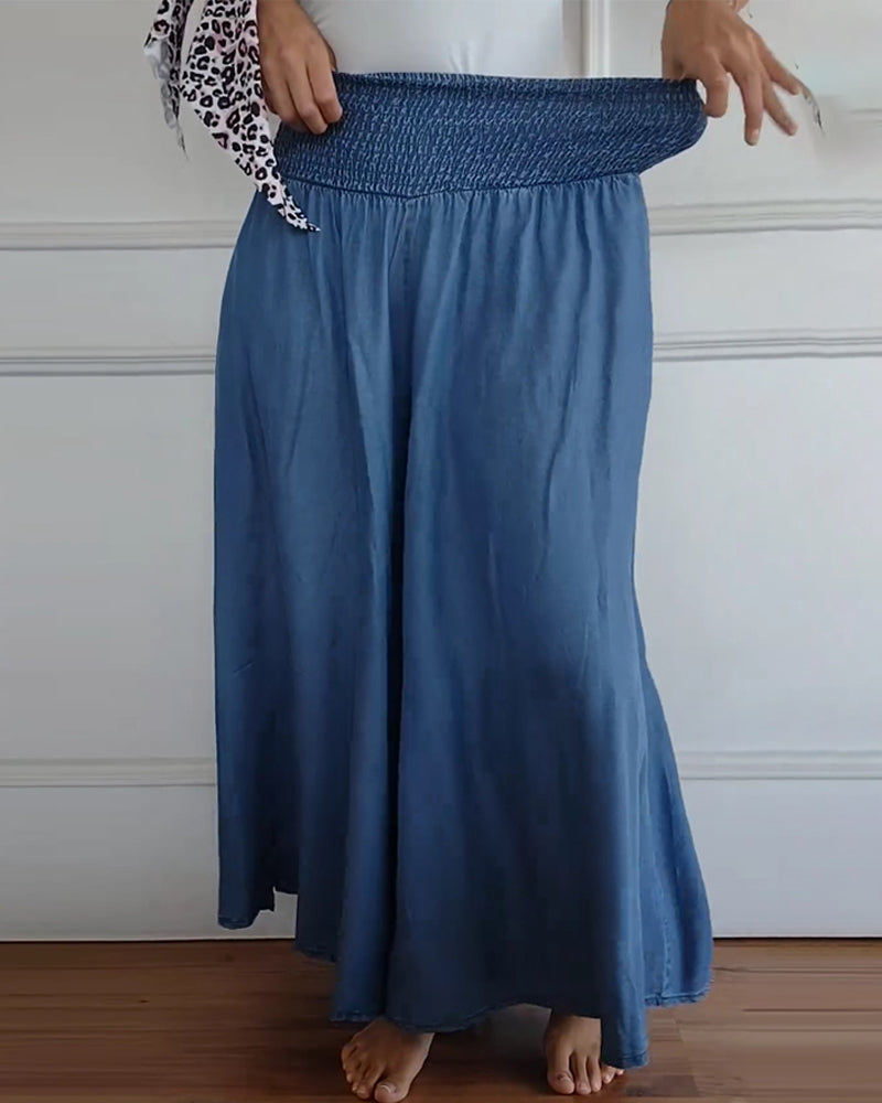 Malveria - Pantaloni Palazzo con Vita Elasticizzata
