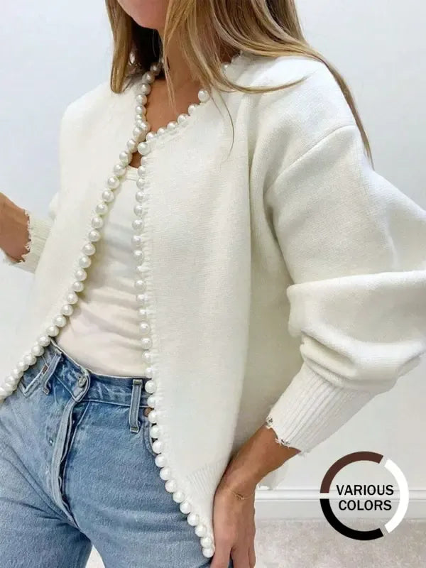Perlavie - Maglione Corto con Dettagli Perlati