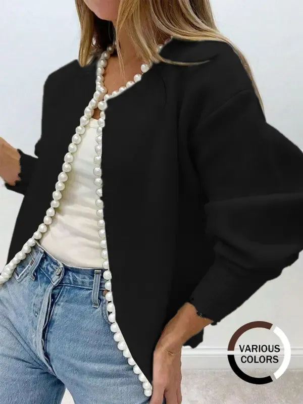 Perlavie - Maglione Corto con Dettagli Perlati