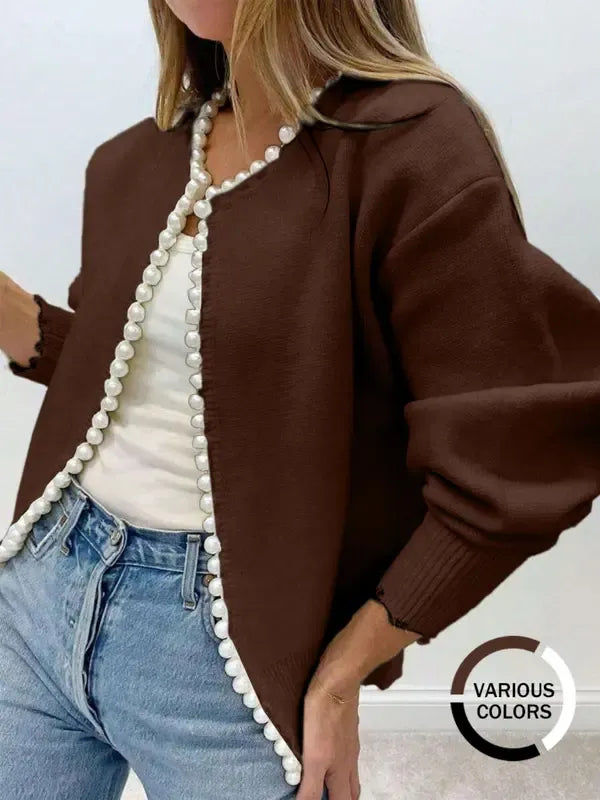 Perlavie - Maglione Corto con Dettagli Perlati
