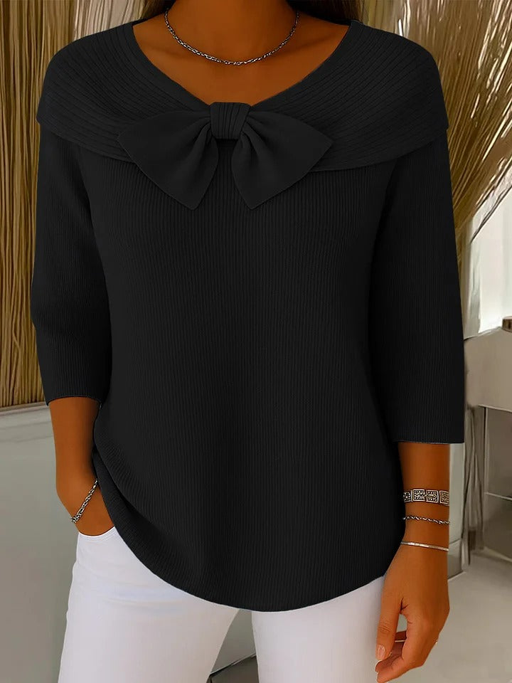 Valessa - Maglione con Fiocco e Collo Rotondo