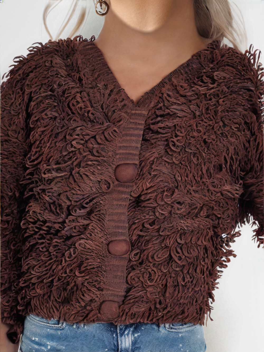 Frangeline - Cardigan in Maglia con Frange