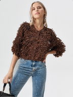 Frangeline - Cardigan in Maglia con Frange
