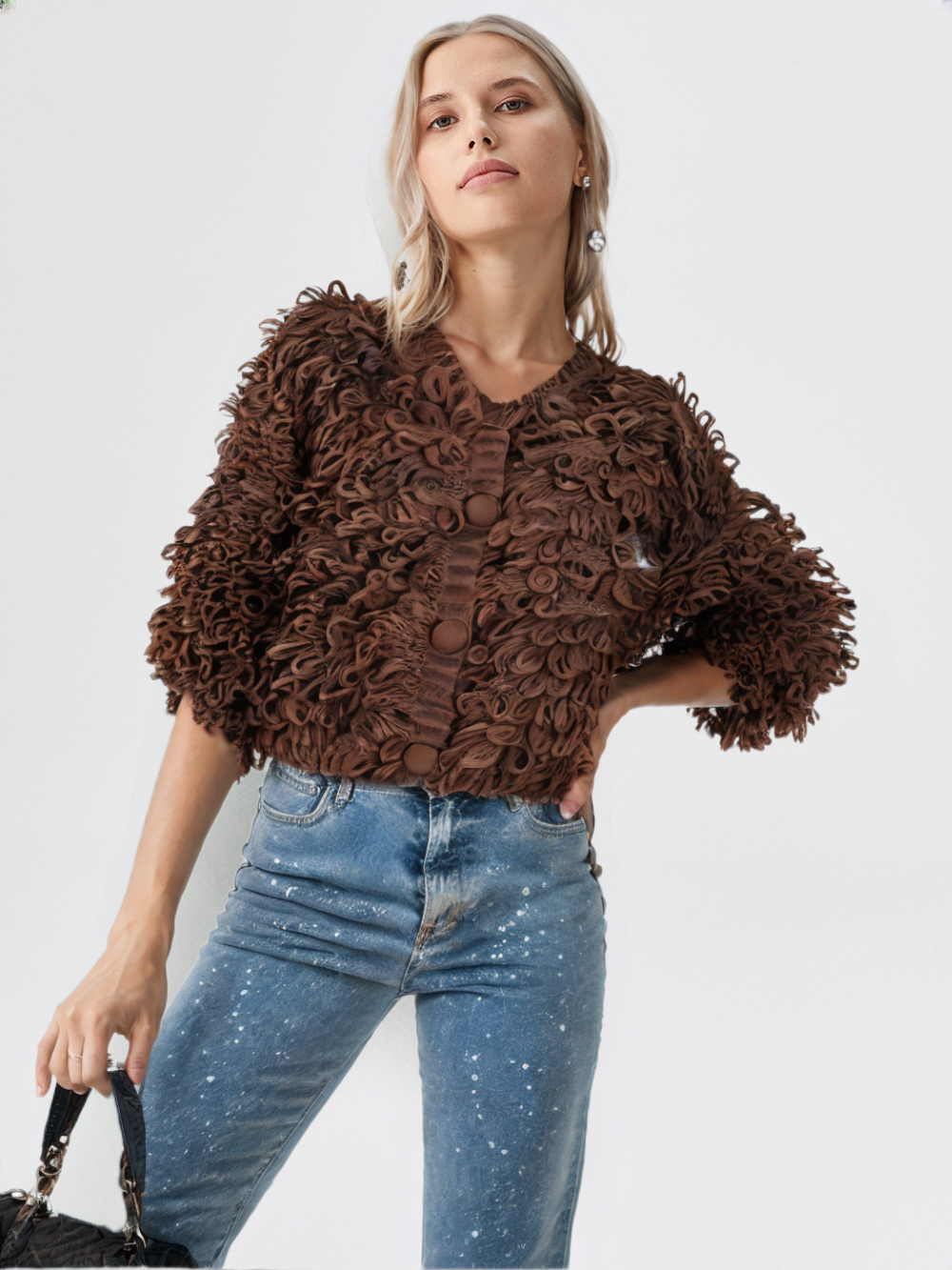 Frangeline - Cardigan in Maglia con Frange