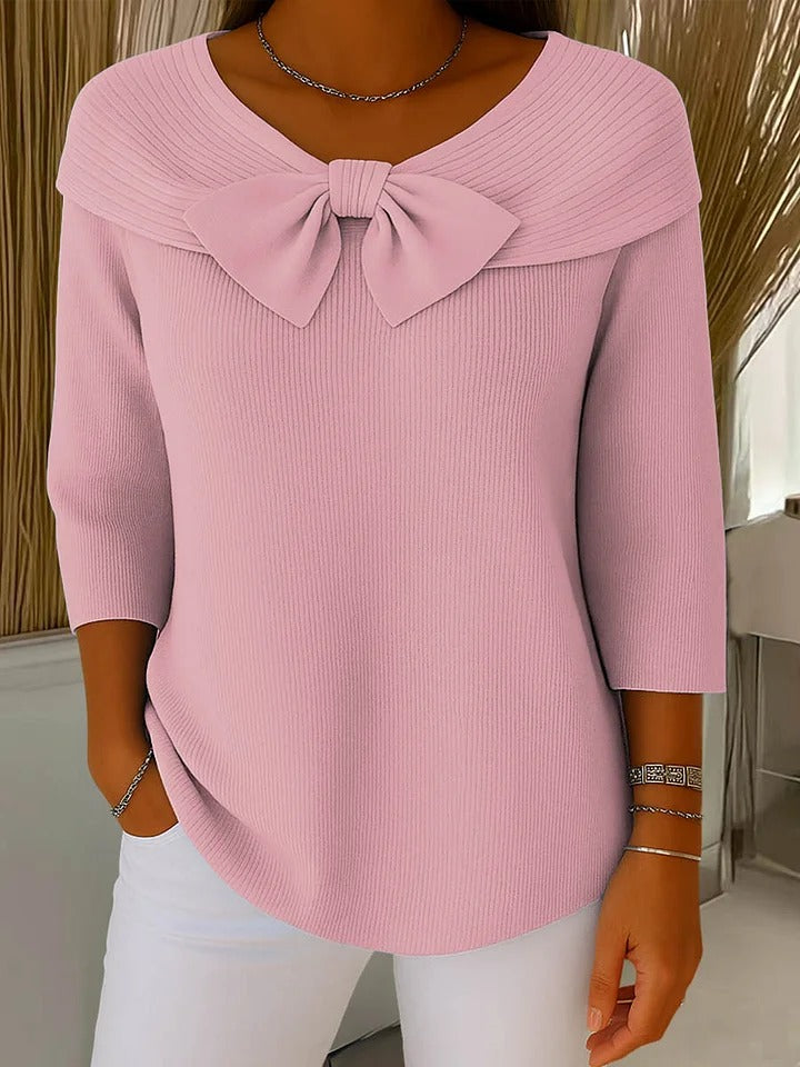 Valessa - Maglione con Fiocco e Collo Rotondo