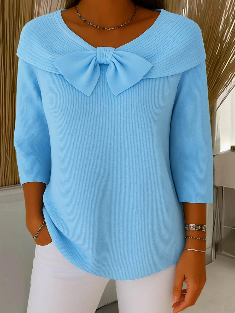 Valessa - Maglione con Fiocco e Collo Rotondo