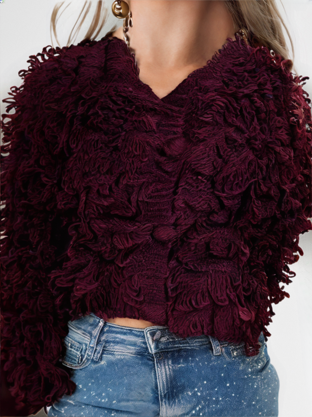 Frangeline - Cardigan in Maglia con Frange