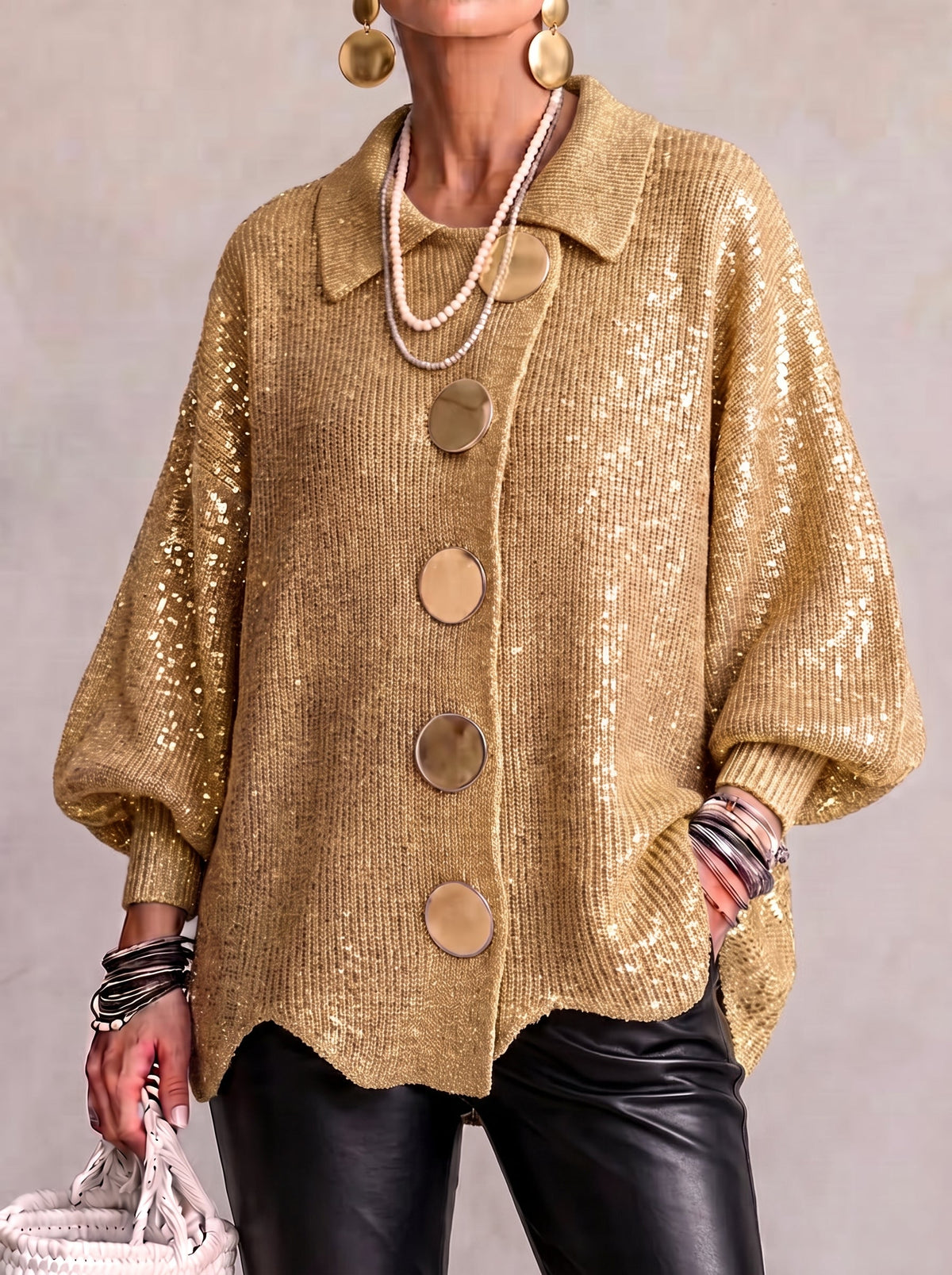 Celestina - Cardigan Oversize con Bottoni Dorati