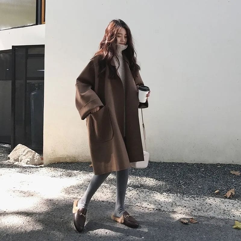 Aurevina - Cappotto Lungo Doppiopetto con Cintura