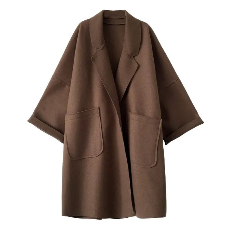 Aurevina - Cappotto Lungo Doppiopetto con Cintura