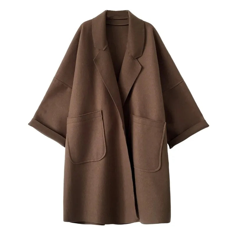 Aurevina - Cappotto Lungo Doppiopetto con Cintura